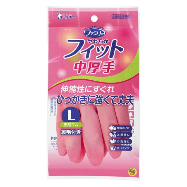 日本進口商品-雞仔牌 厚橡膠手套(粉色)L